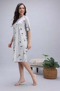 Zivame Mickey and Friends Knit Cotton Loungewear Dress - Vapor Blue — thumbnail 4
